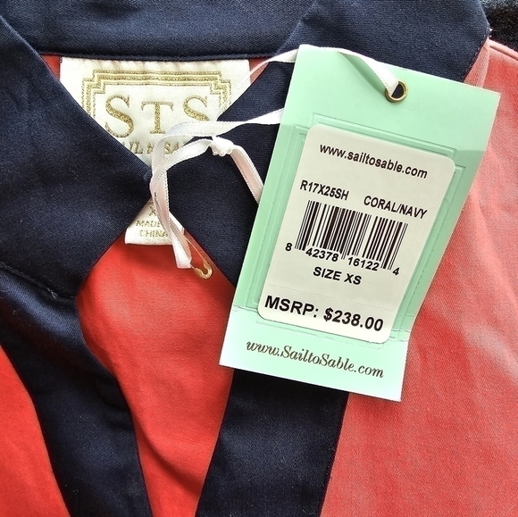 STS Sail to Sable Coral & Navy sleeveless dress. NWT XS - Picture 7 of 7